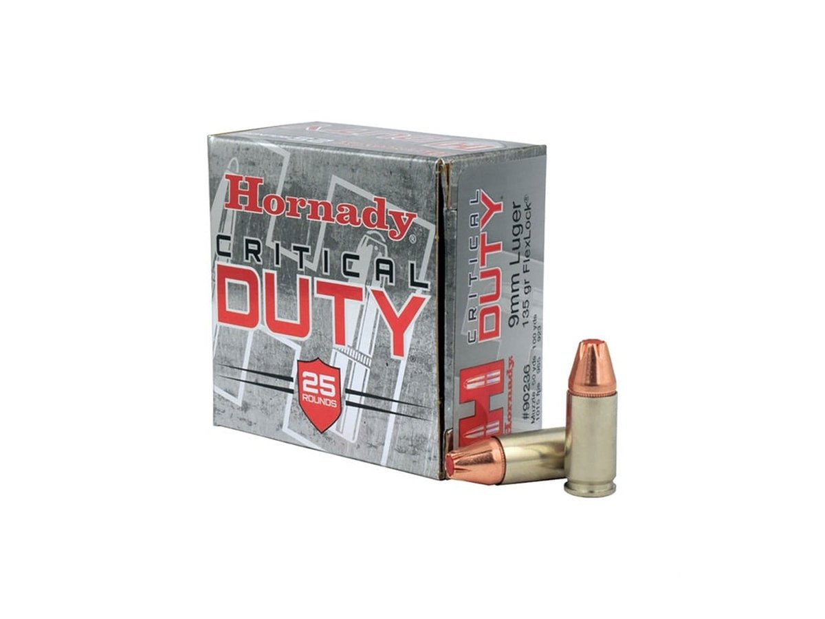Hornady Hornady Critical Duty 9mm +P — 25 rd — 9mm +P · 135gr FlexLock · 25 rounds